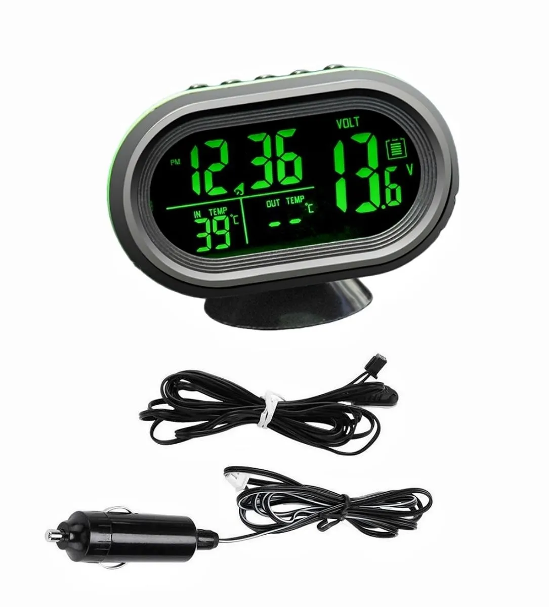 Multifunctional Digital Car Thermometer/Voltmeter/Clock, Luminous Display