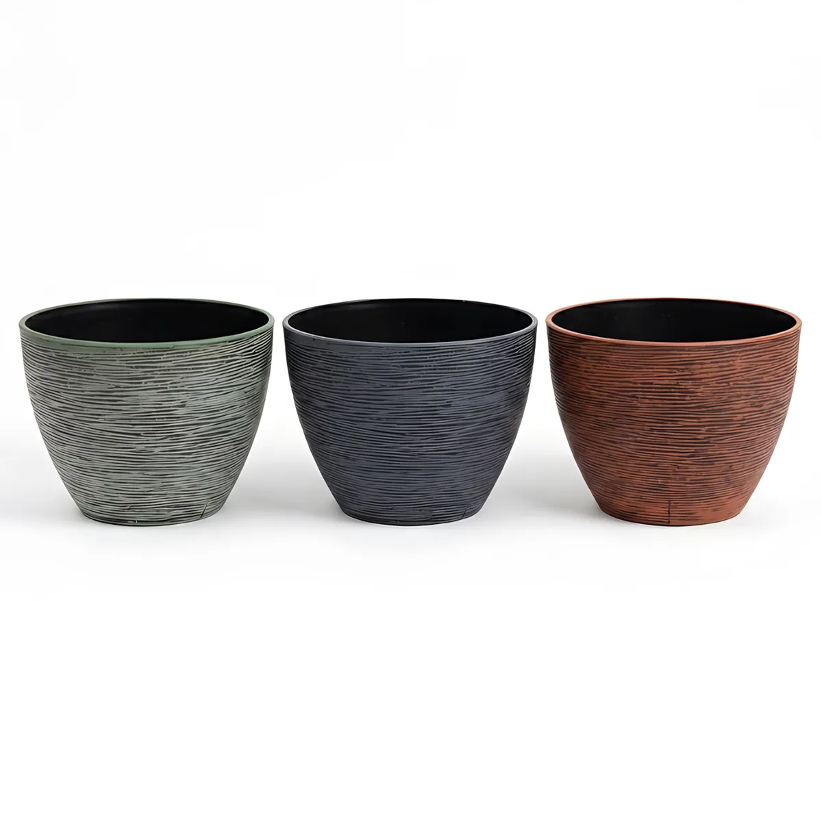 3-piece Textured Plant Pots Set - Mixed Colours 25X19Cm Planters