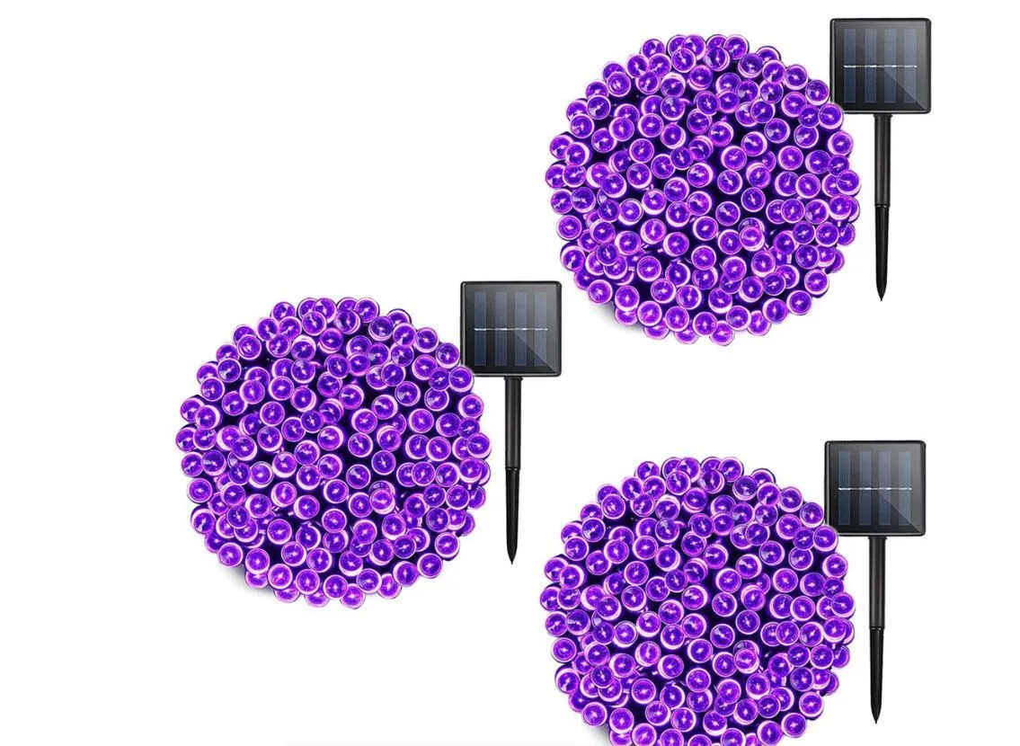 3 X 100Bulbs Solar Powered LED Decorative Fairy Lights - Purple