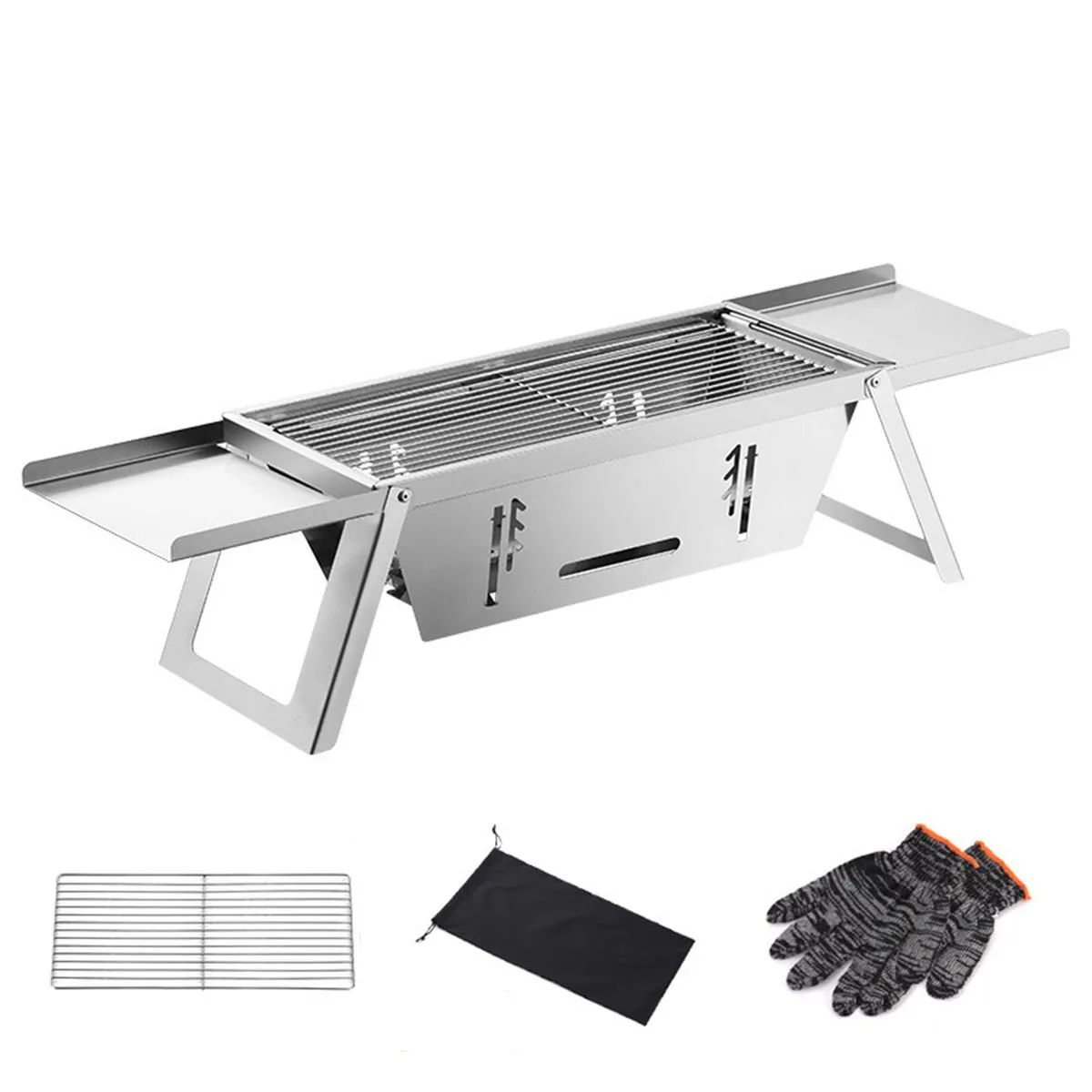 Household BBQ Grill - Stainless Steel Portable Folding Barbecue Rack