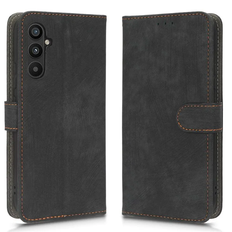 Flip Cases Compatible With Samsung Galaxy A57 Shockproof Leather Cover - Black