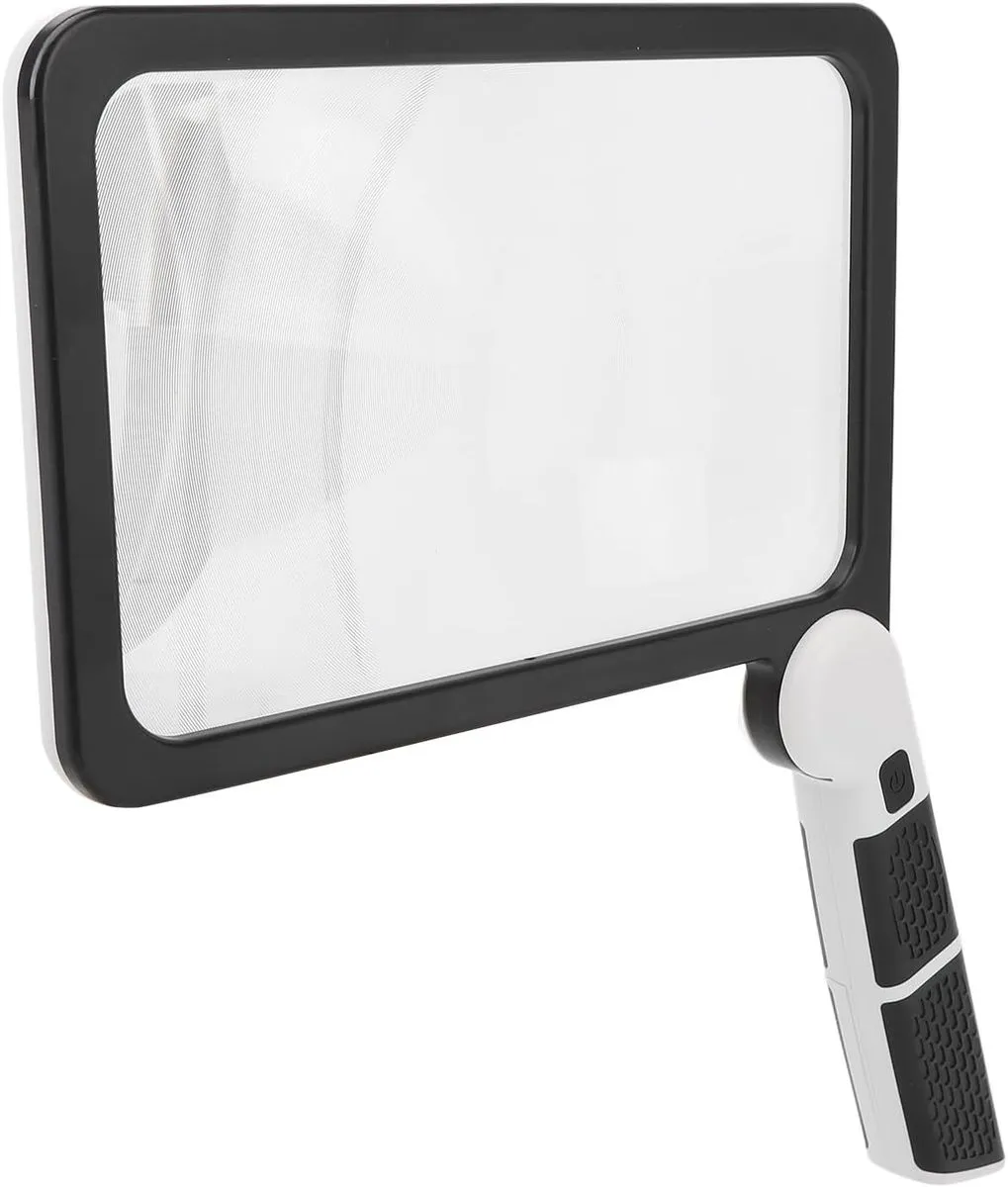 Handheld 5X Magnifier with 48 LED Lights - Foldable Large Reading Lens