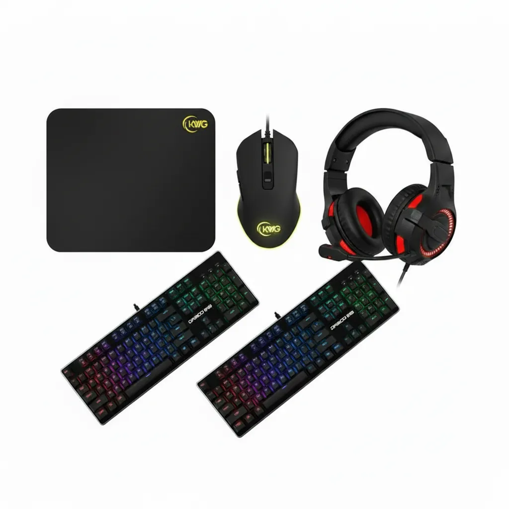 KWG 4 in 1 RGB Multi Colour Backlit Gaming Combo Set - 2 Pack
