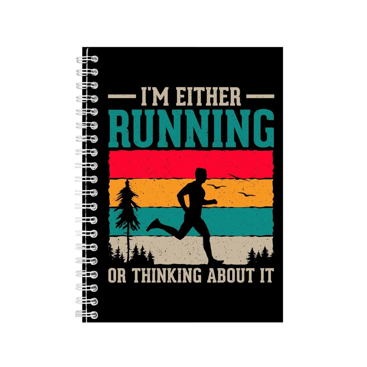 Thinking A5 Notebook Spiral Lined Running Graphic Saying Notepad Present178