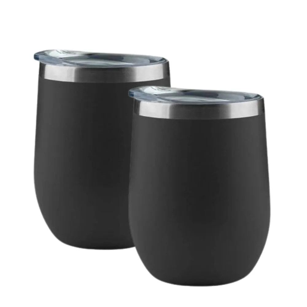 Wine Tumbler Double Wall Vacuum Stainless Steel Travel Mug with Lid - 2 Pack