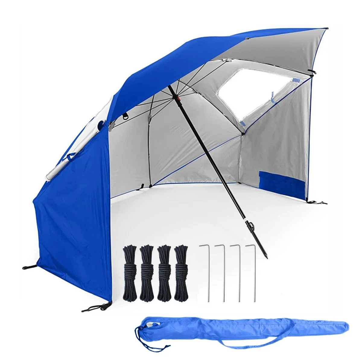 Portable Multifunctional Beach Tent Shelter Umbrella-1.2mHx 1.97m - Blue, Silver