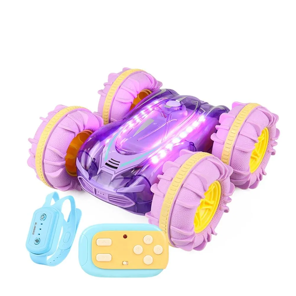 Double Sided Stunt Rc Car Gesture Rolling Toys for Kids Purple