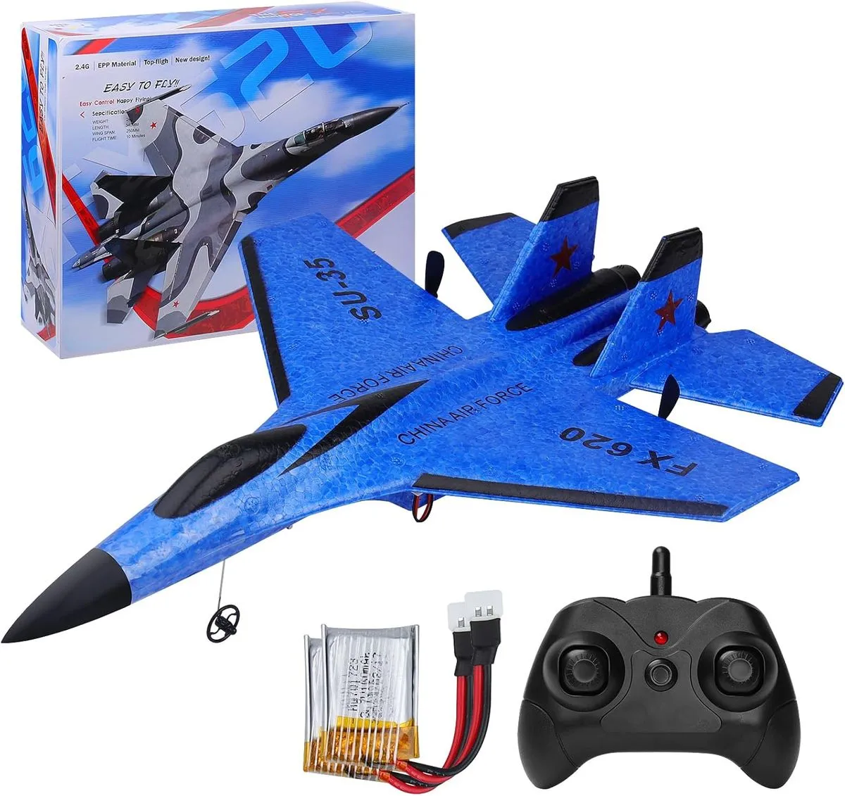 RC Plane Remote Control Glider Airplanes 2.4 GHZ 2 Channels - Blue