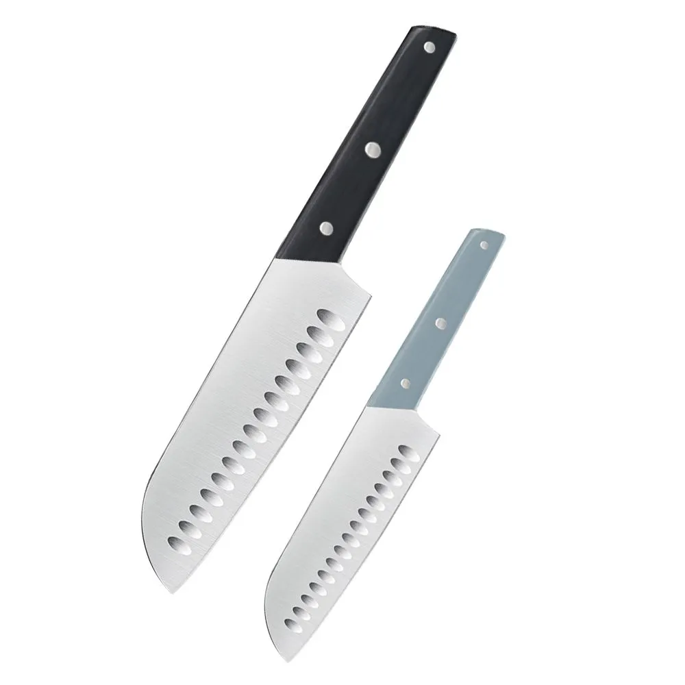 2 Pieces - High Carbon Ultra Sharp Stainless Steel Kitchen Knife Set - Black & Grey