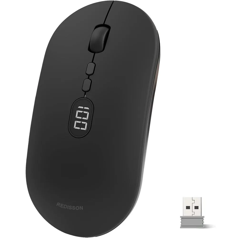 Computer Mouse for Laptop with Battery Level Visible - Black