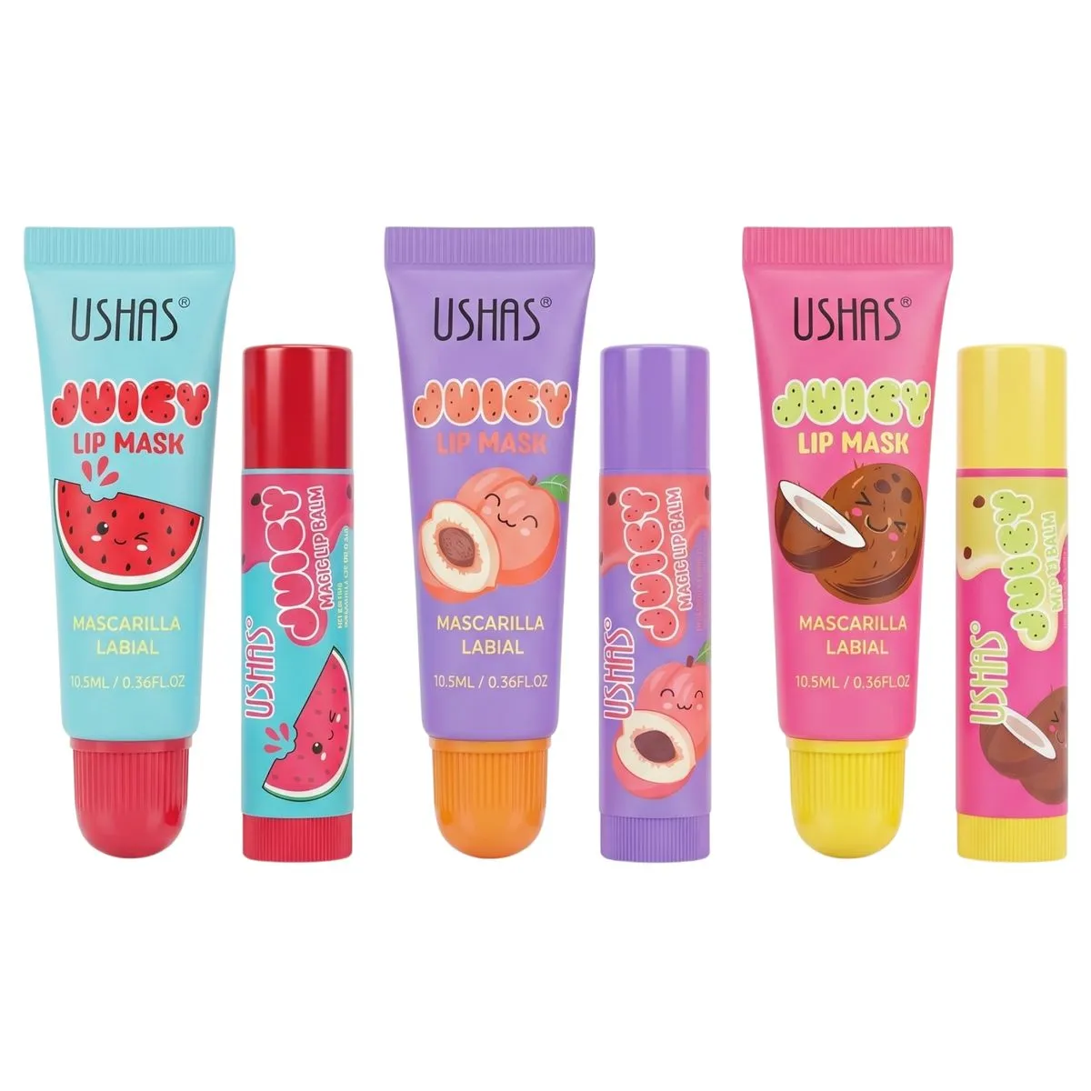 6 Pieces Gift Set Ushas Juicy Lip Masks & Magic Lip Balm Moisturizing
