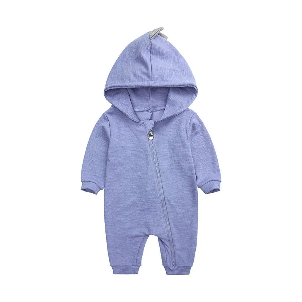 Dinosaur Baby Costume Onesie Cotton Cartoon Romper Cute Jumpsuit Hoodie - Blue