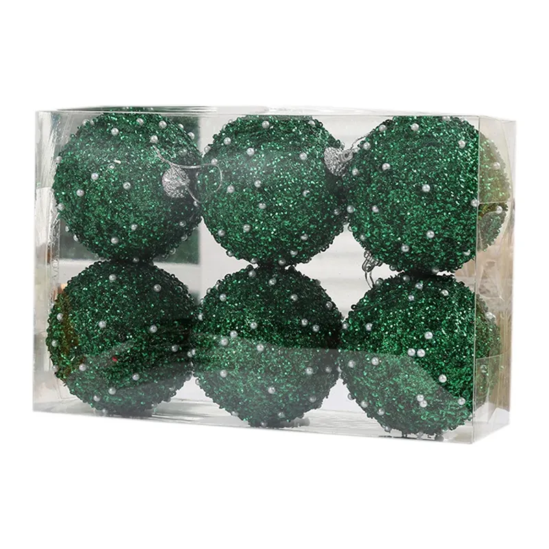 Pearl Diamond Sequin Christmas Ball Case Home Store Party Pendants, 6