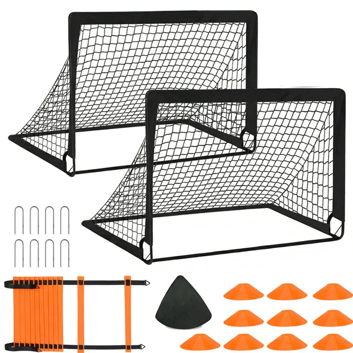 Kids Soccer Goal Set of 2 Portable Pop Up Foldable Training Nets Outdoor