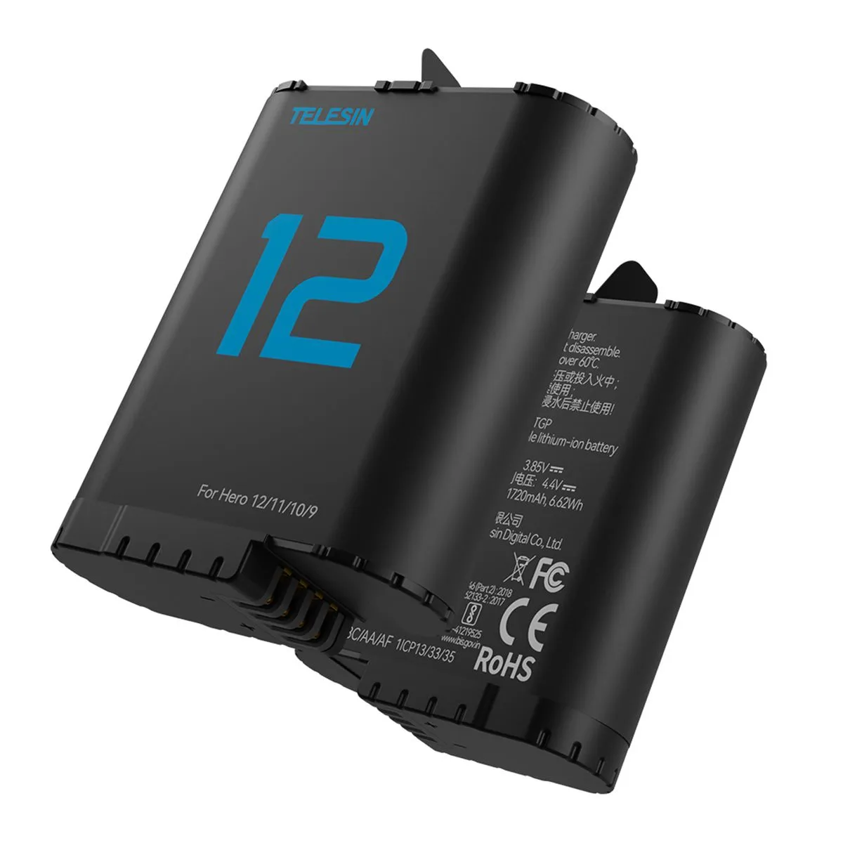 Battery compatible with GoPro Hero 12/11/10/9
