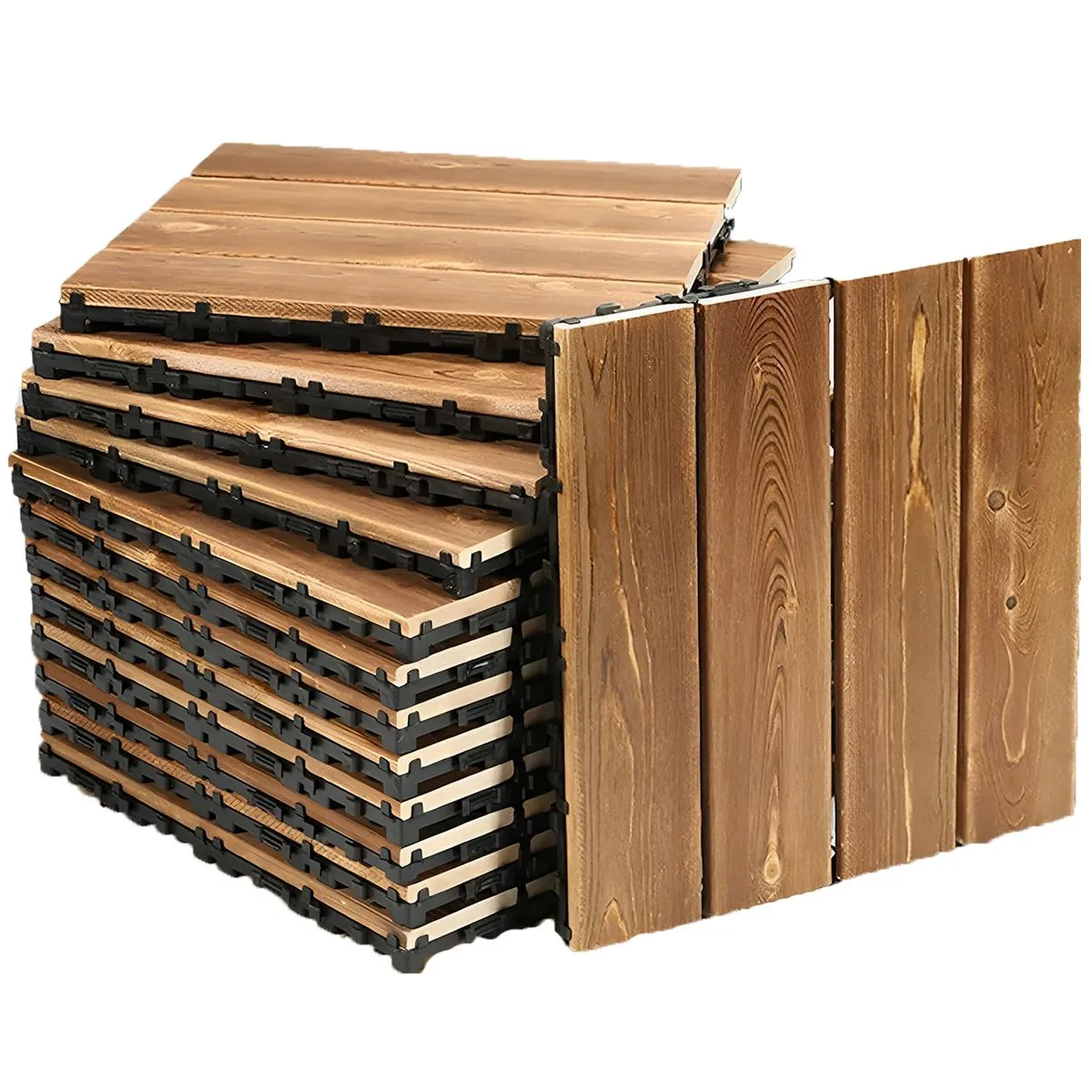 9-Piece Set of Spliced Wooden Flooring for Indoor and Outdoor Use
