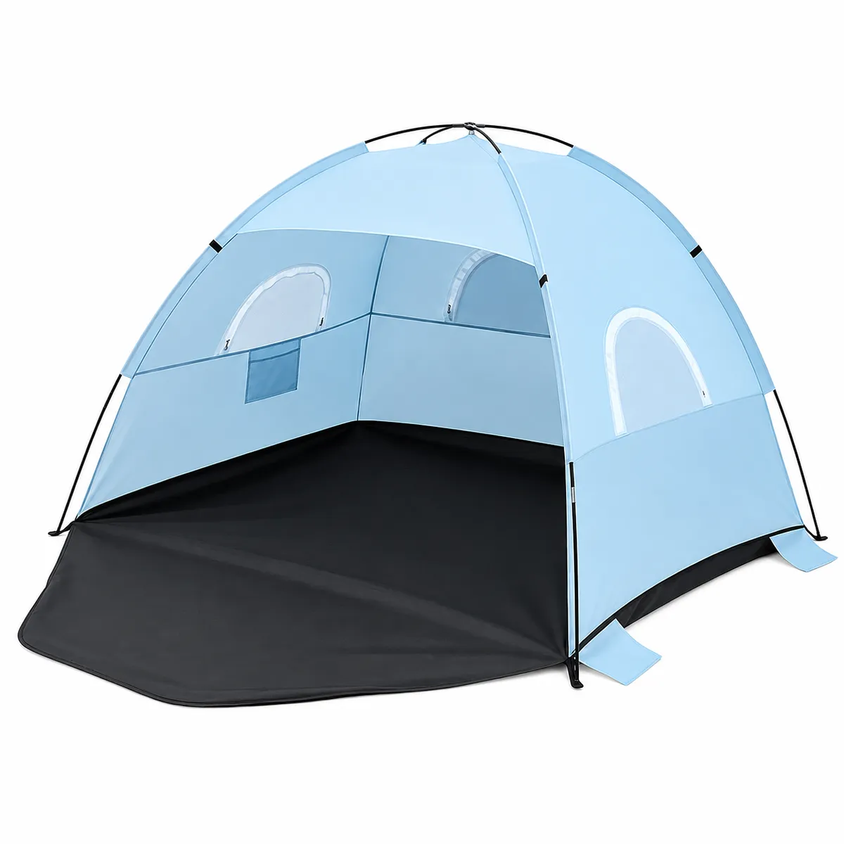 Pop Up Beach Tent Windproof Sun Shade Shelter for Family - Blue