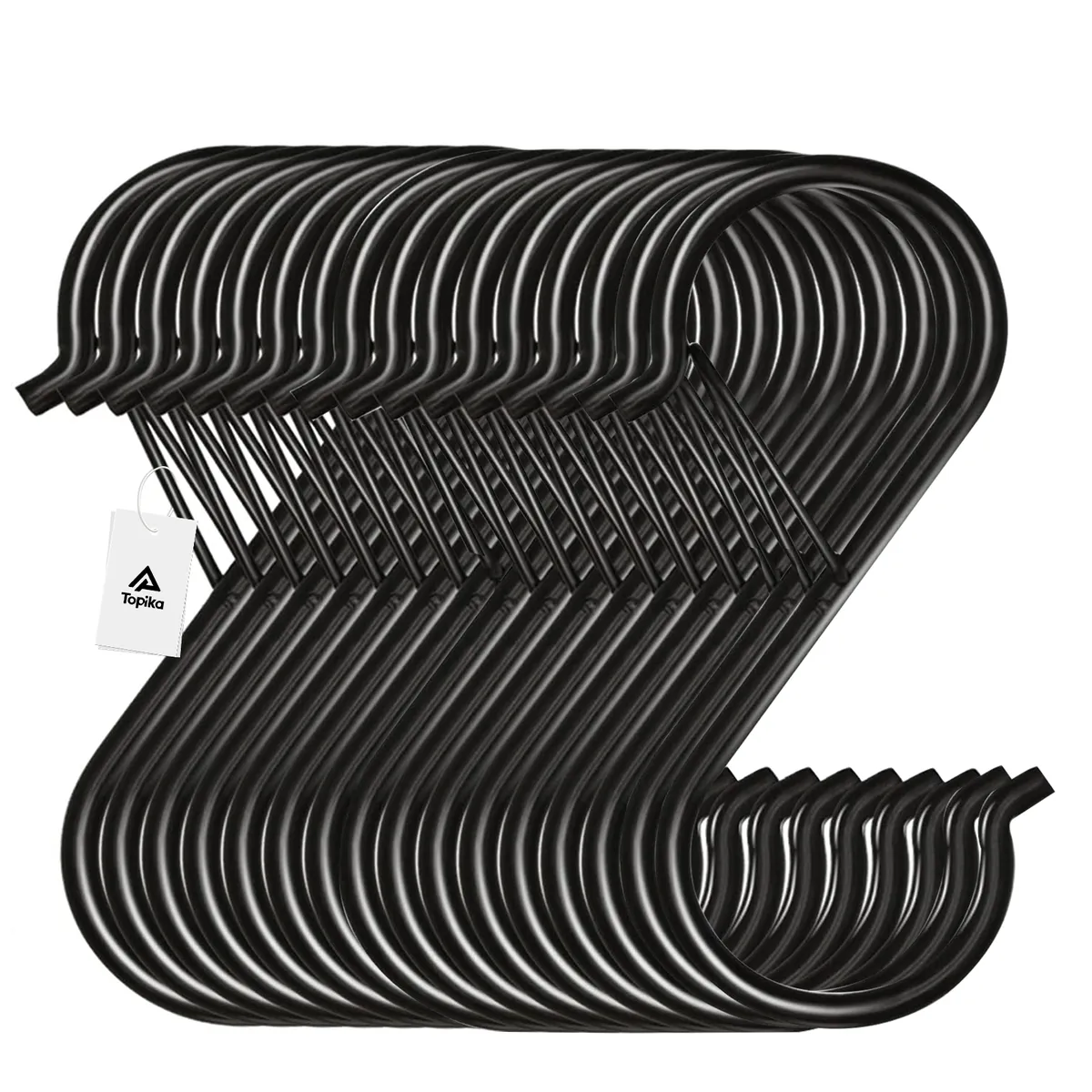Topika 16-Piece S Hooks for Hanging w/ Safe Buckle. - Black