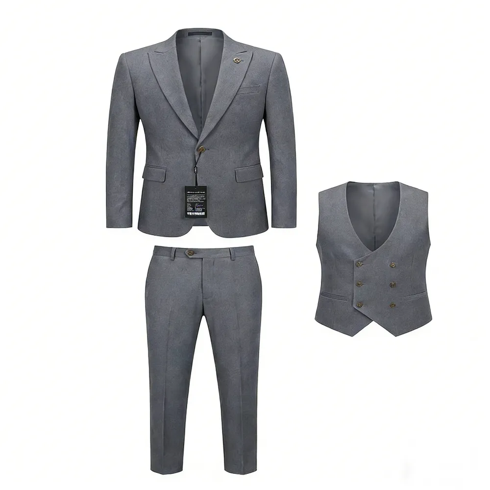 Men's Formal Slim Fit Suit Set Grey - Lively - 3 Piece