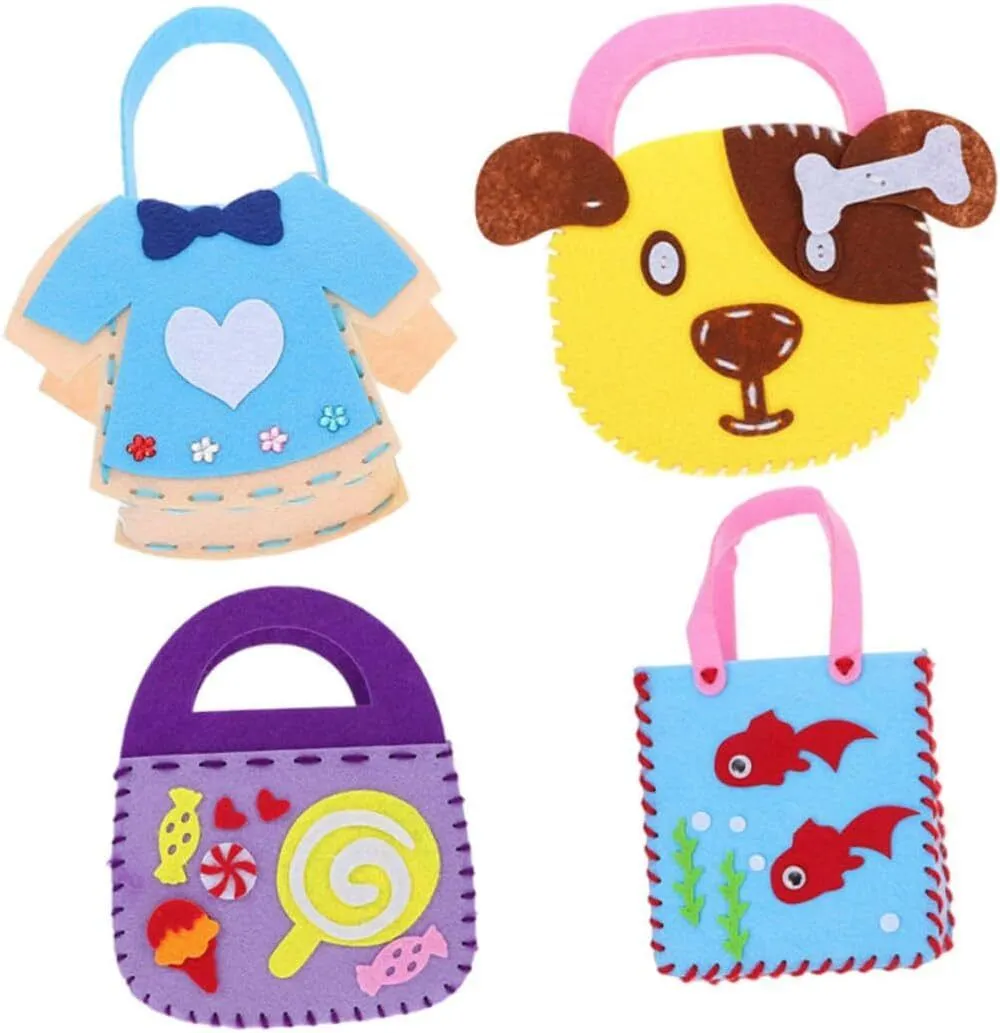 4sets Non-Woven Fabric Bag Making Kit for Boy Girl of Craft Materials