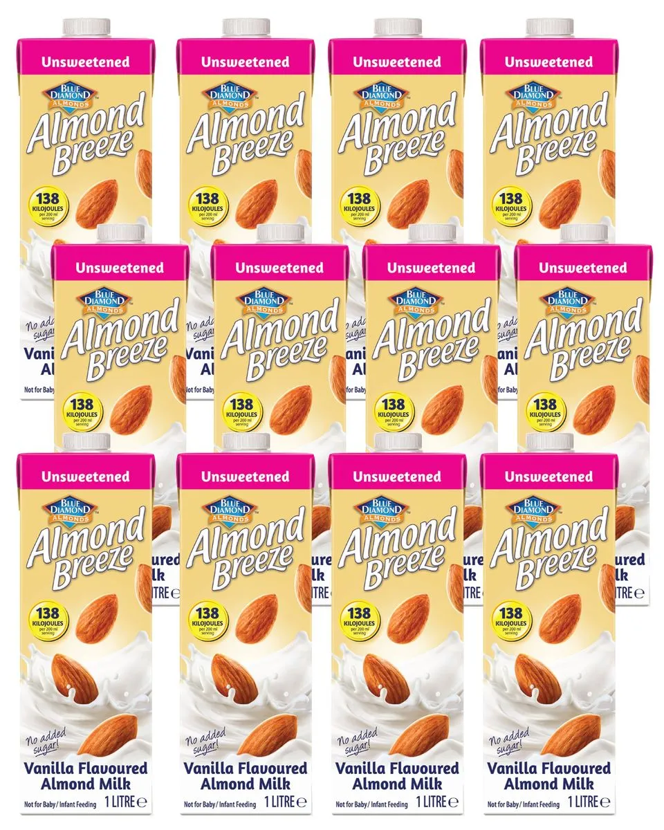 Almond Breeze 1liter Unsweetened Vanilla Almond Milk - 12 Pack