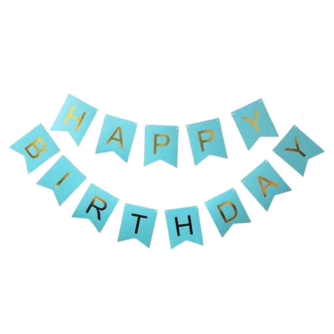 Elegant Happy Birthday Banner - Baby Blue