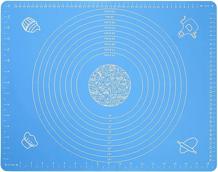 Silicone Non-Stick Large Kneading Mat / Baking Mat with Measurements - Blue