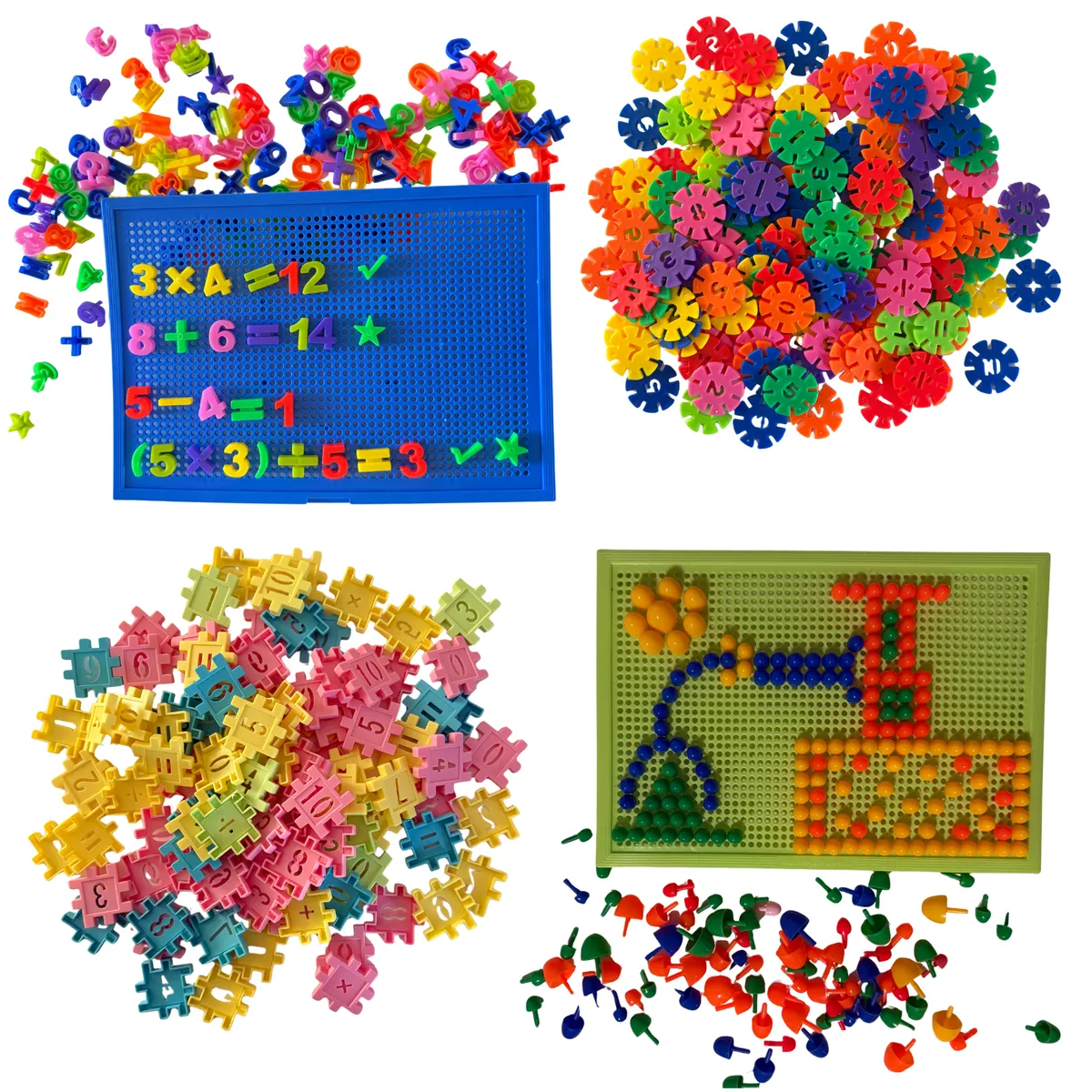 4-in-1 STEM Montessori Learning Set - Maths Interlocking Blocks and Discs