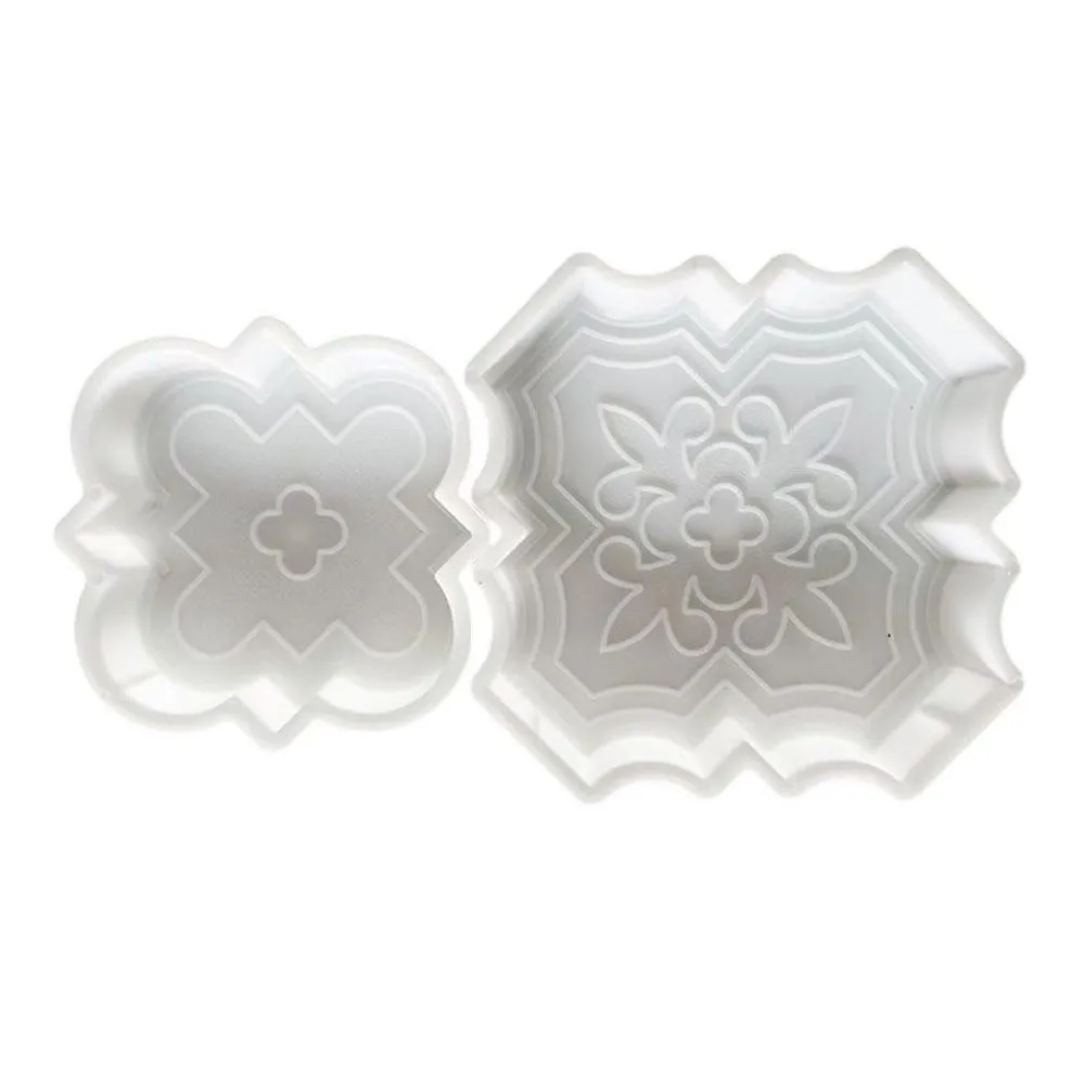 2 Piece Reusable Plastic Flower Patio Concrete Paving Cement Mold