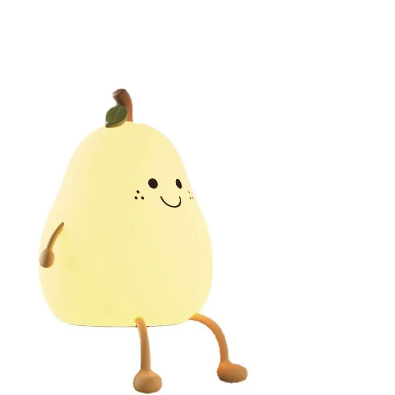 Cute Pear Night Light - Silicone Tap Control Lamp