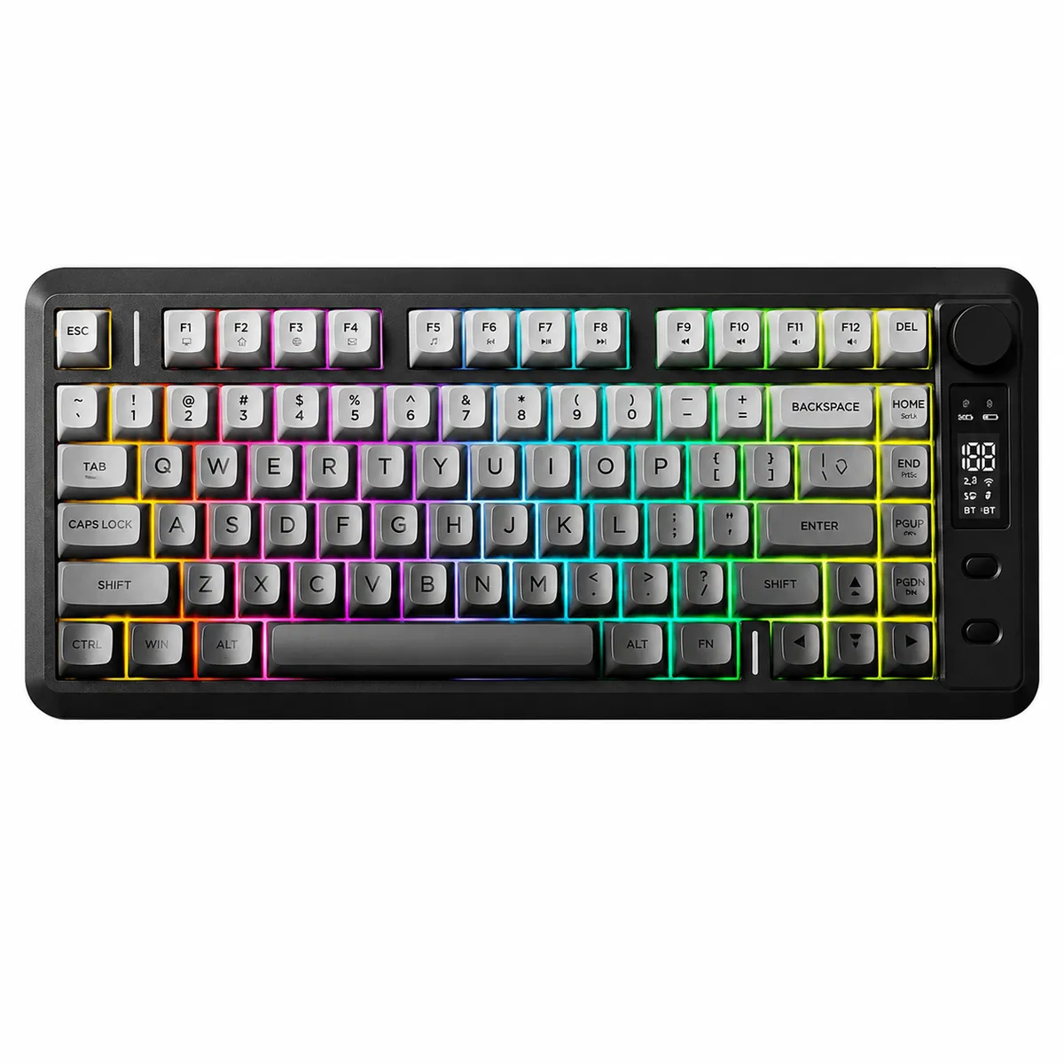FREE WOLF M75 Wireless Silent Keyboard,RGB Membrane Keyboard for PC/Mac - Black