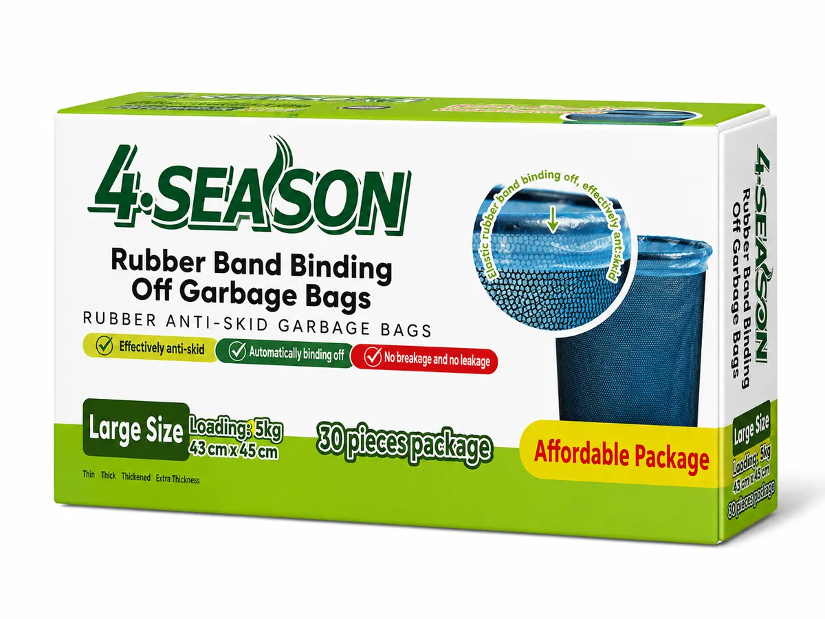 4 Season Elastic Drawstring Garbage Bags 30 Pack 43x45cm Leak Resistant
