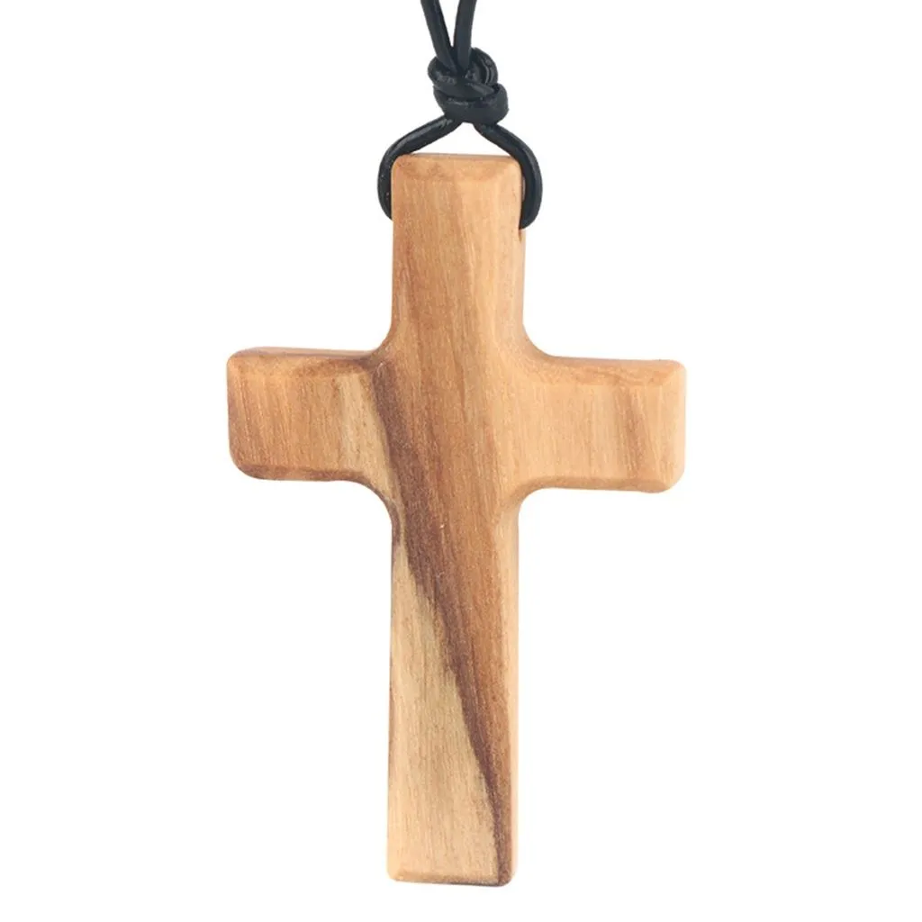 Olive Wood Cross Pendant-B