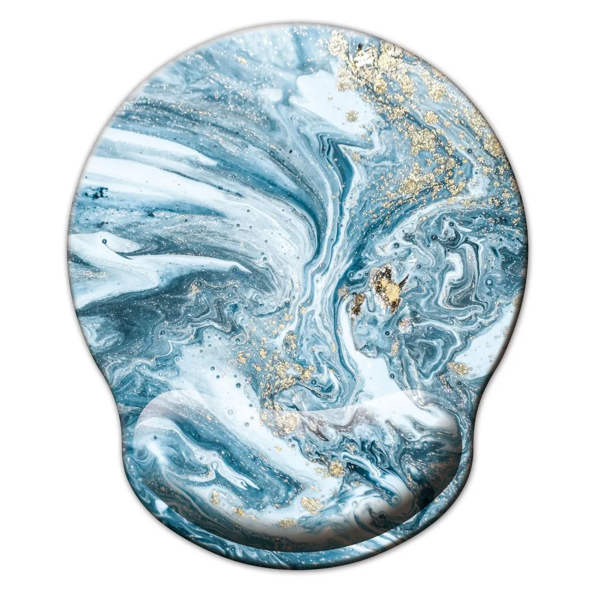 Wrist Support Mouse Pad Anti-Slip Base for Gaming and Work - Blue marble