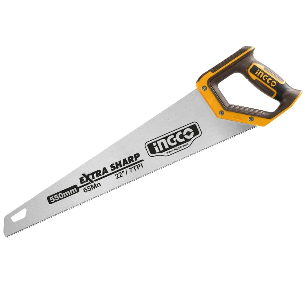 Ingco - Steel Hand Saw 22" (550mm) - 7 TPI Bevel Blade