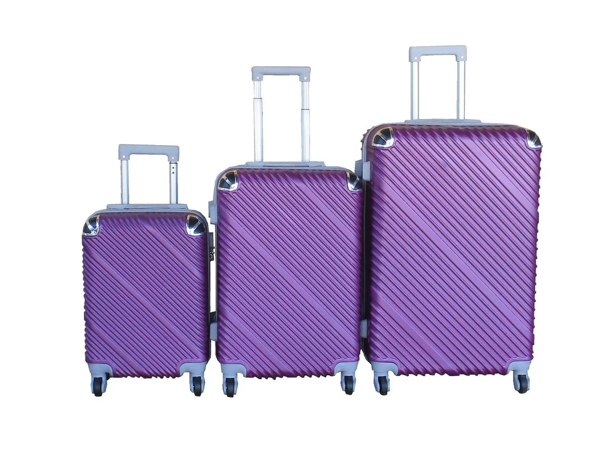 3-Piece Travel Luggage Suitcase Bag Set-Stylish, and Convenient - Purple