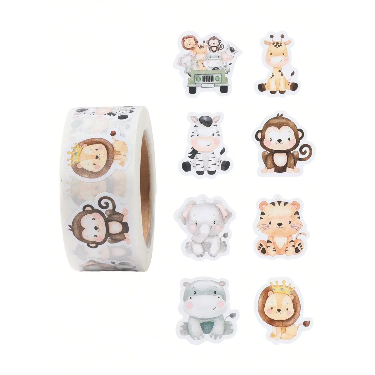 Kabukis 500 Pcs Jungle Animal Shaped Stickers - Adorable Party Roll