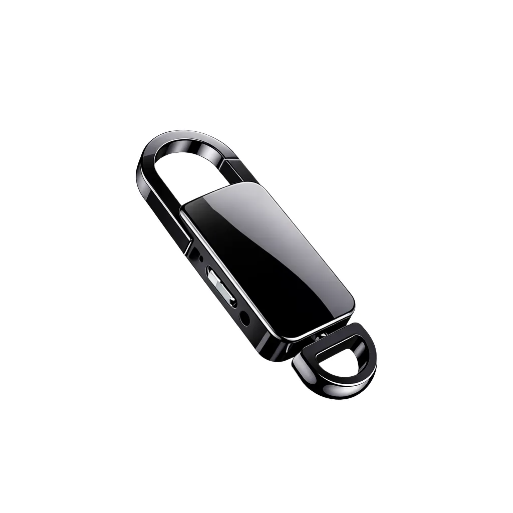 Spy Voice Recorder Keychain 16GB MP3 Player with Noise Reduction - Black
