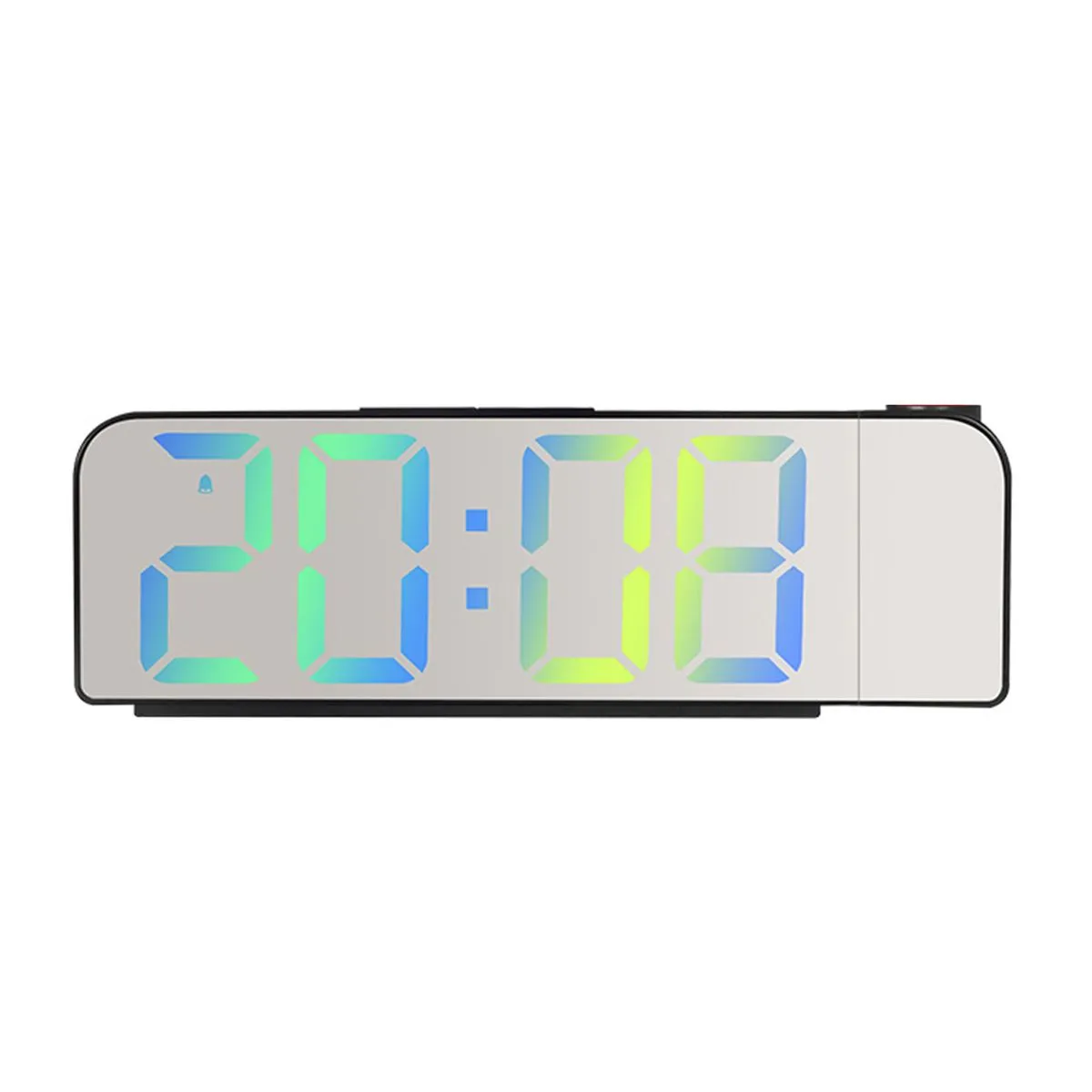 Projections Alarm Clock LED Mirror Digital Clock Large Display Night Light - blue&green