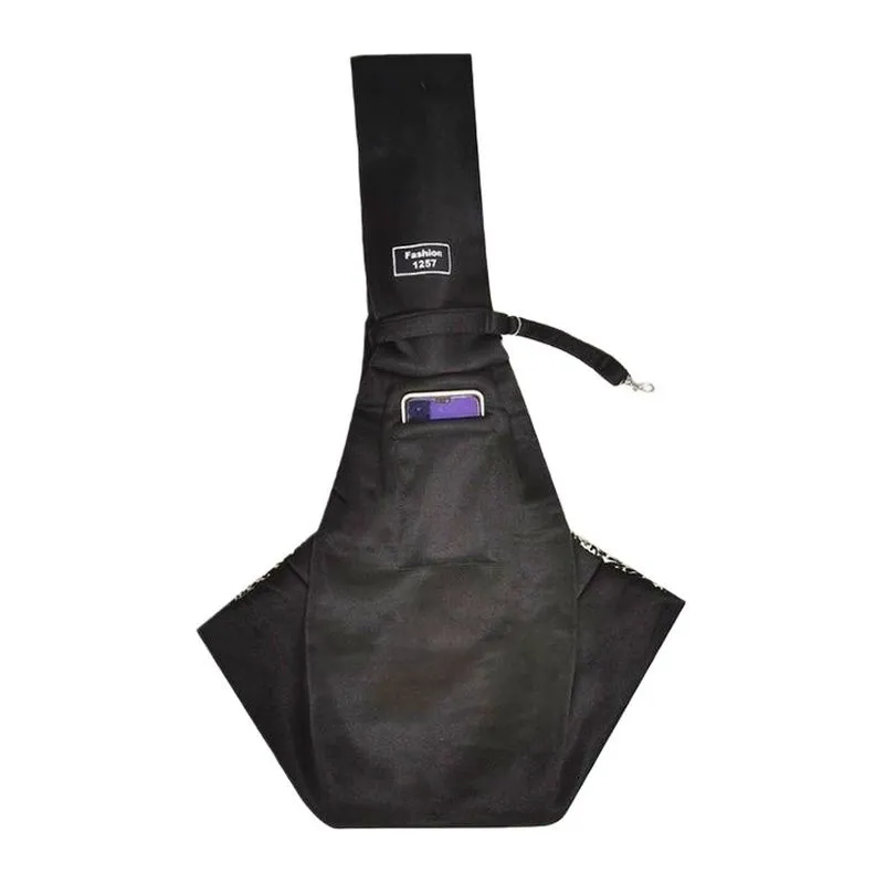 Portable Pet Carrier Sling Bag For Cats And Dogs - Black