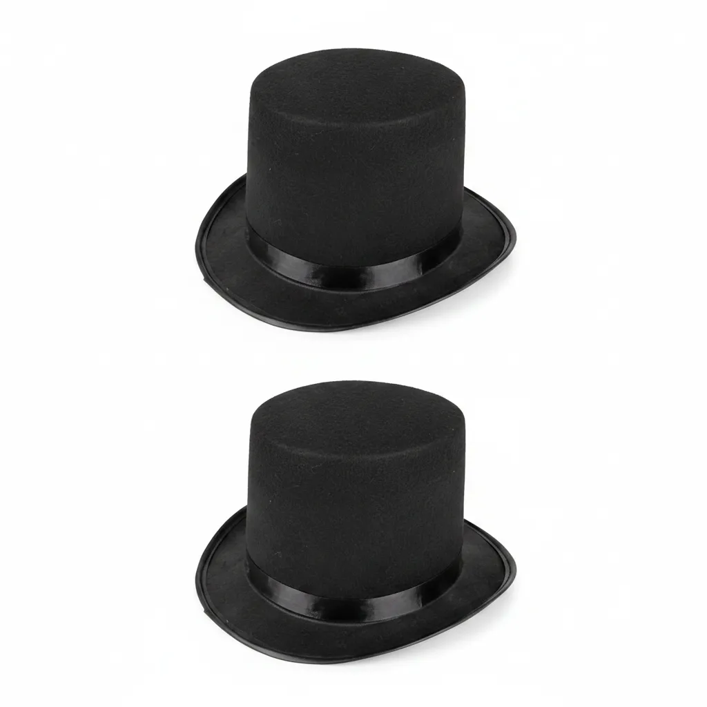 Crazy Party Classic Black Felt Top Hat for Dress Up Events - 2 Pack