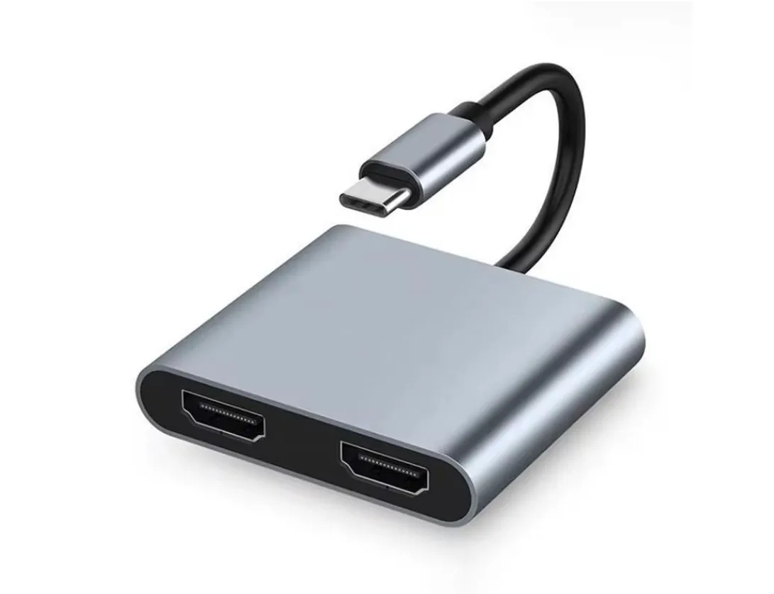 USB C to Dual HDMI Adapter 4K@60Hz - 2-in-1 for Dual Monitors
