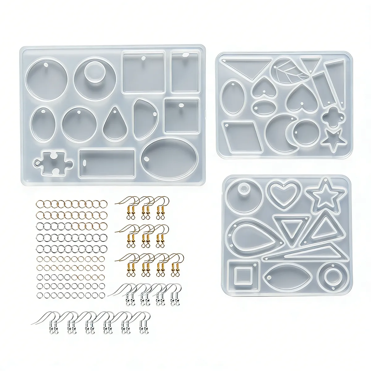 143 Pcs Epoxy Resin Jewellery Casting Mould with Hooks Rings for DIY Crafts