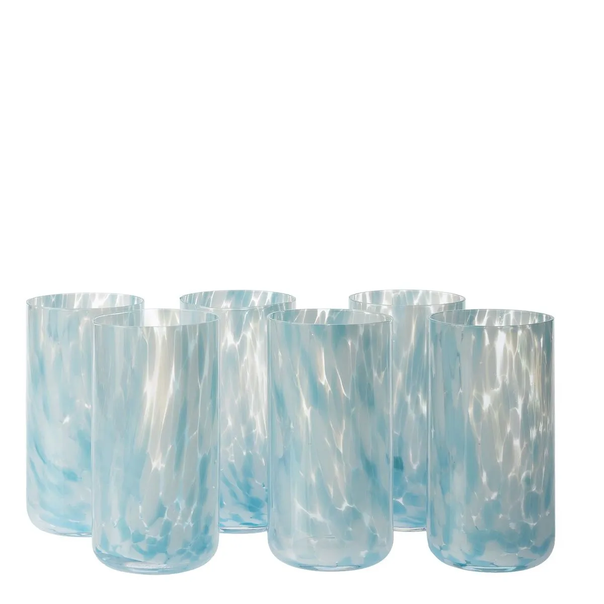 George & Mason - Fiesta Glass Long Tumbler 4 Pk - Blue Confetti