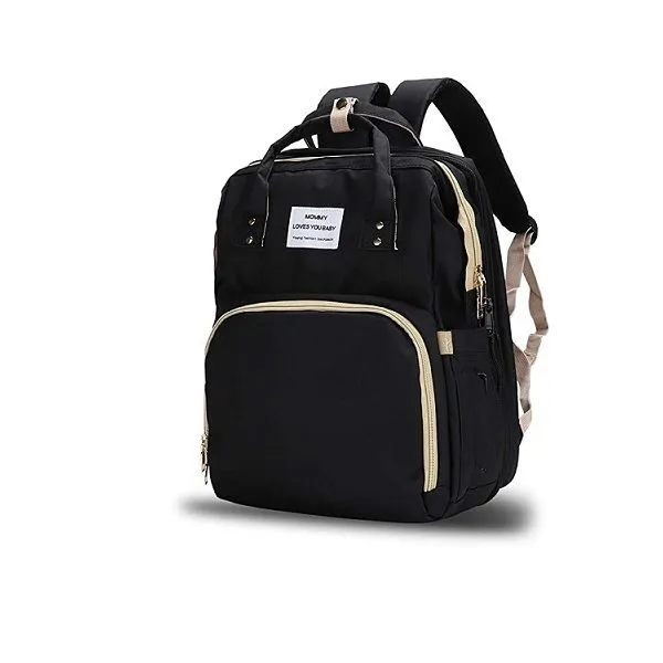 Multifunction Baby Backpack with Portable Crib - Nappy Bag - Black