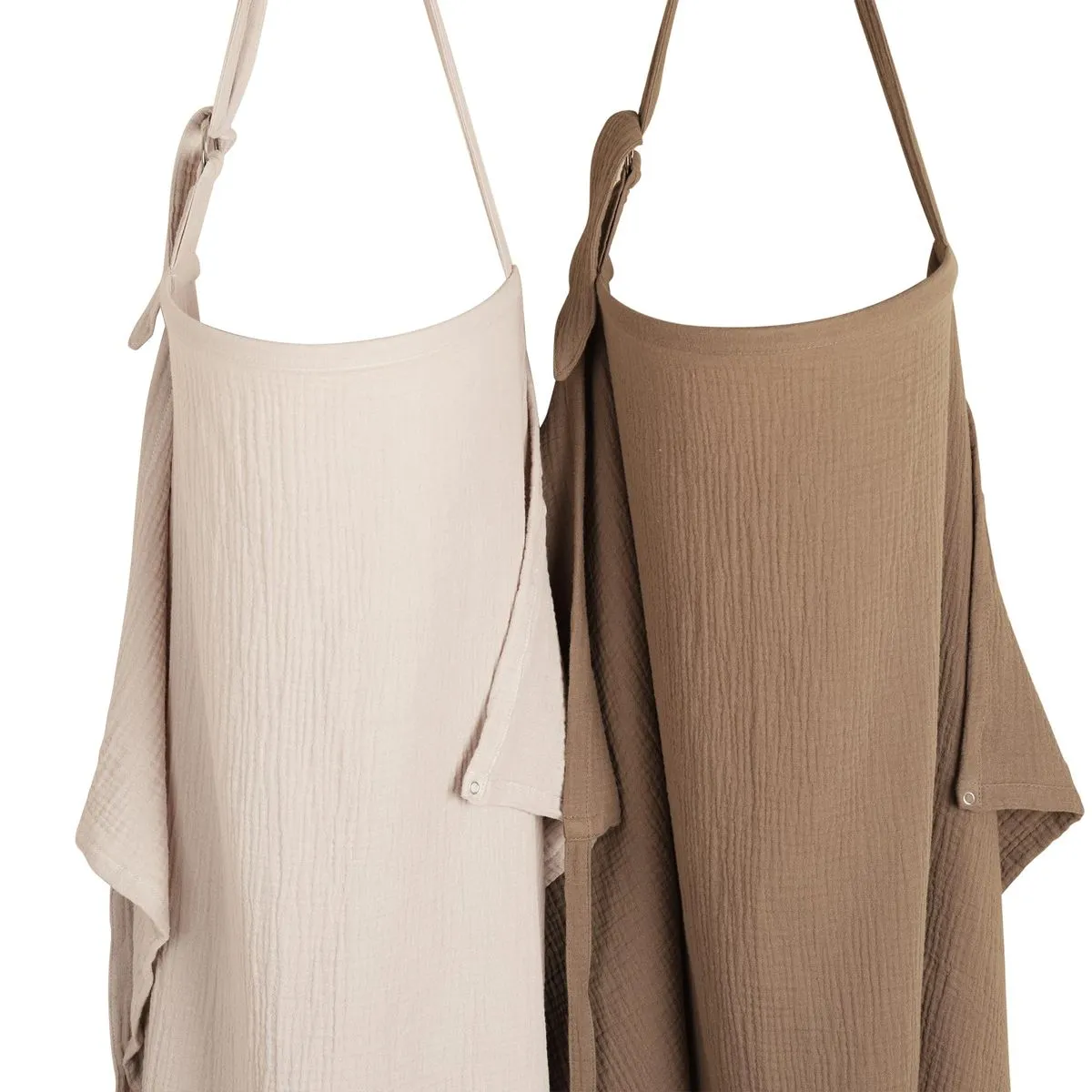2 Pack Muslin Nursing Cover Rigid Hoop Adjustable Breathable Cotton - Apricot+Brown