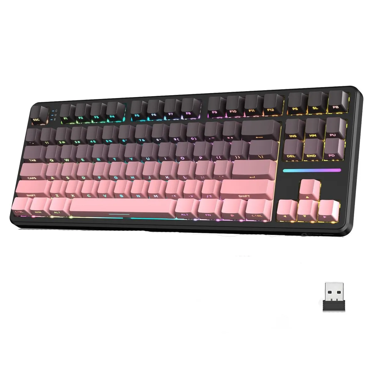 ATTACK SHARK X87 RGB Gaming Keyboard, Wireless Mechanical Keyboard Tri-Mode - Blackberry