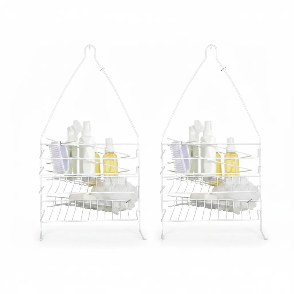 Healthglow Metal Shower Caddy 48cm - Rust-Resistant Bathroom - 2 Pack