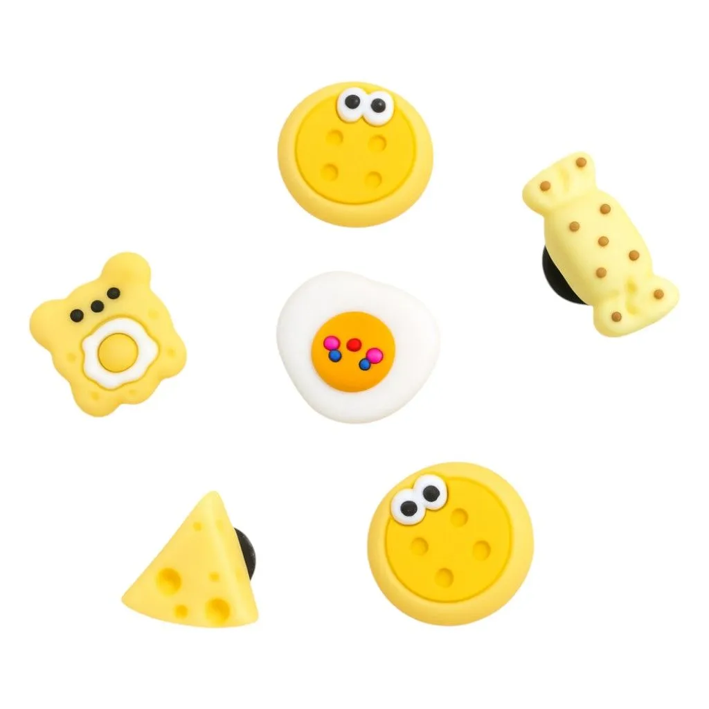 Cheese Bread Charms For Shoes - Yellow Pack of 8