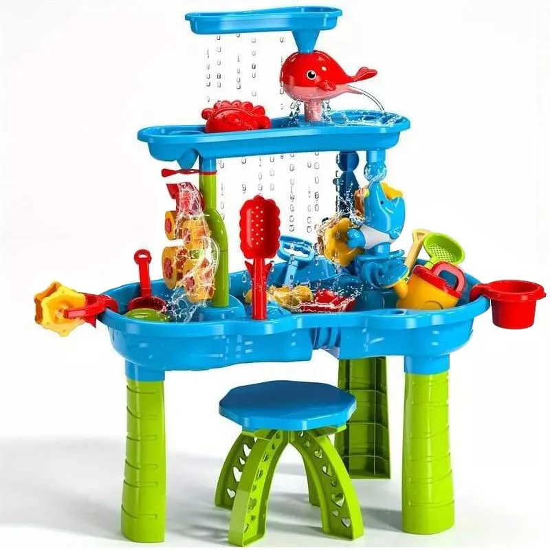 3Tier Water & Sand Table Toy Set for Kids Beach Water Activity Table Summer